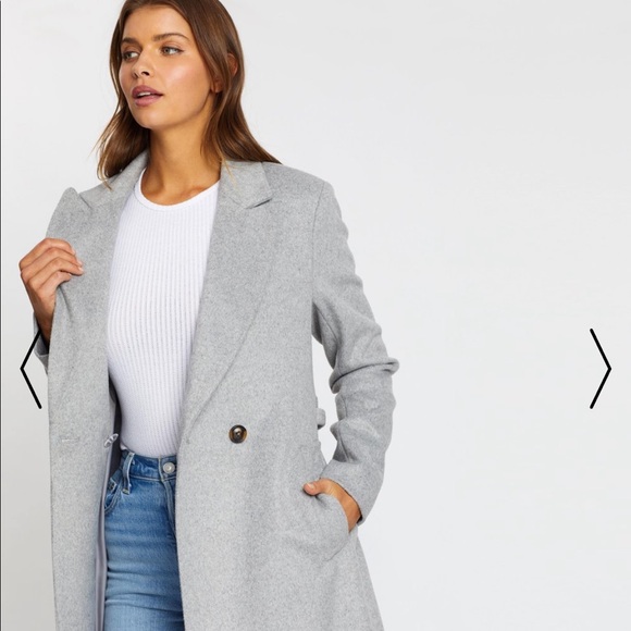 Gray Wool Blend Single Button Coat 